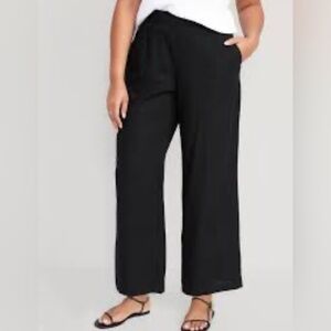 NWT High-Waisted Linen Blend Black Pants Size Small